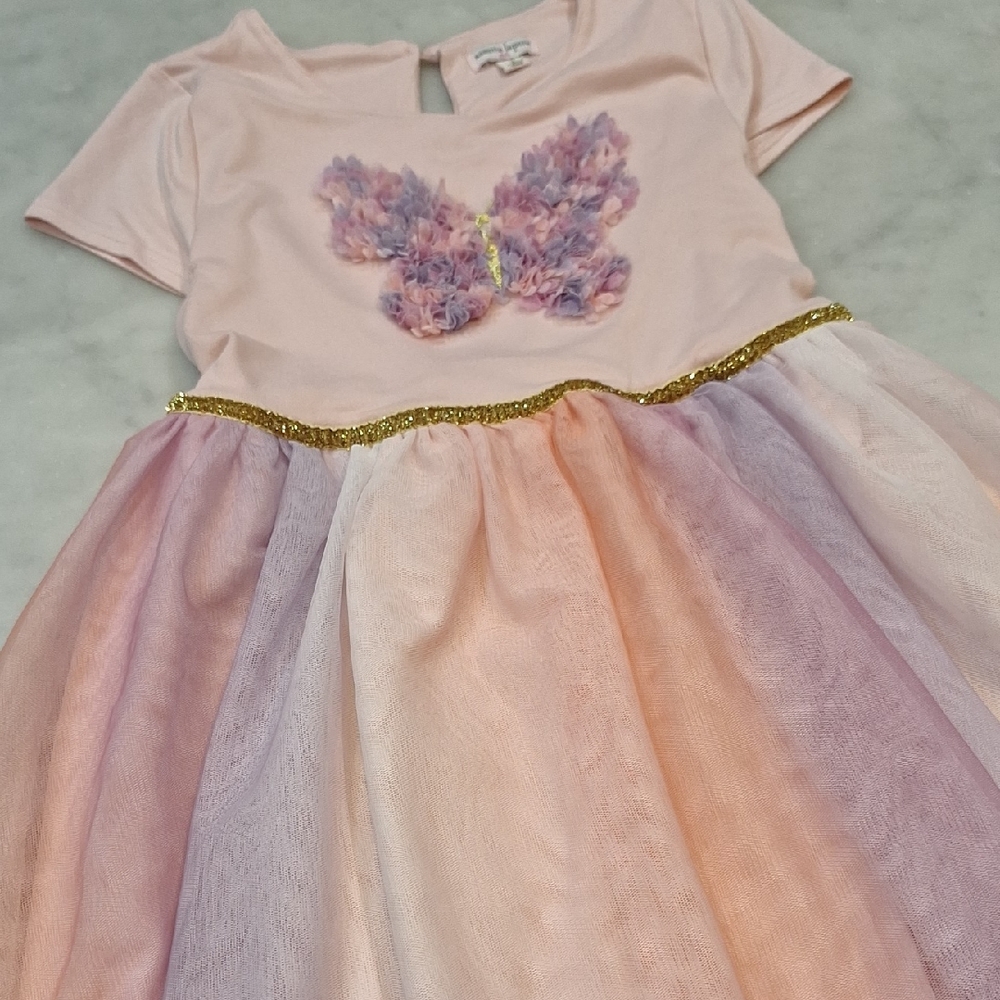 Nanette Lepore Pink 3d Butterfly Tulle Skirt Girls Sz7 Dress Everyday Or Costume